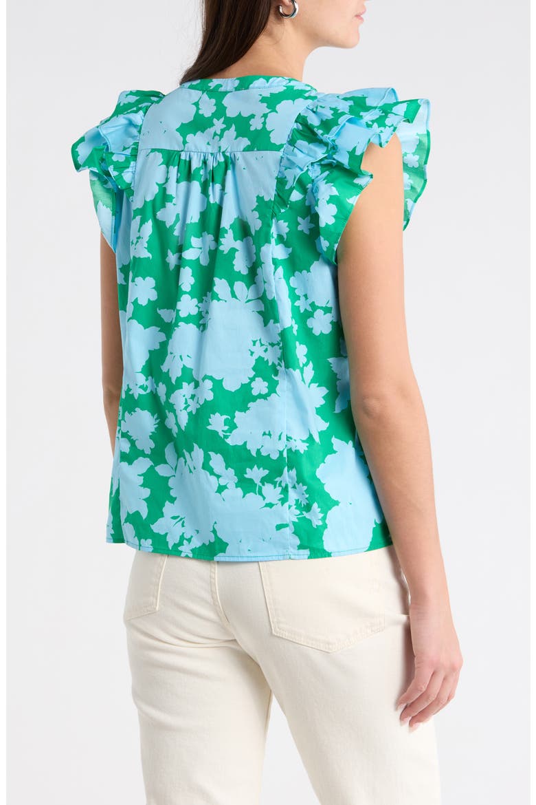 Riona Floral Sammi Cotton Button-Up Shirt, Alternate, color, BLUE-KELLY