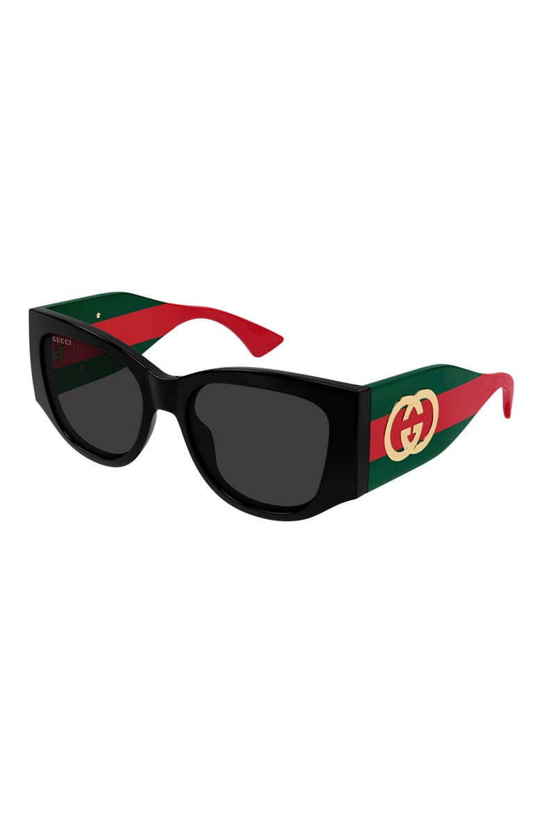 55mm Cat Eye Sunglasses, Alternate, color, BLACK