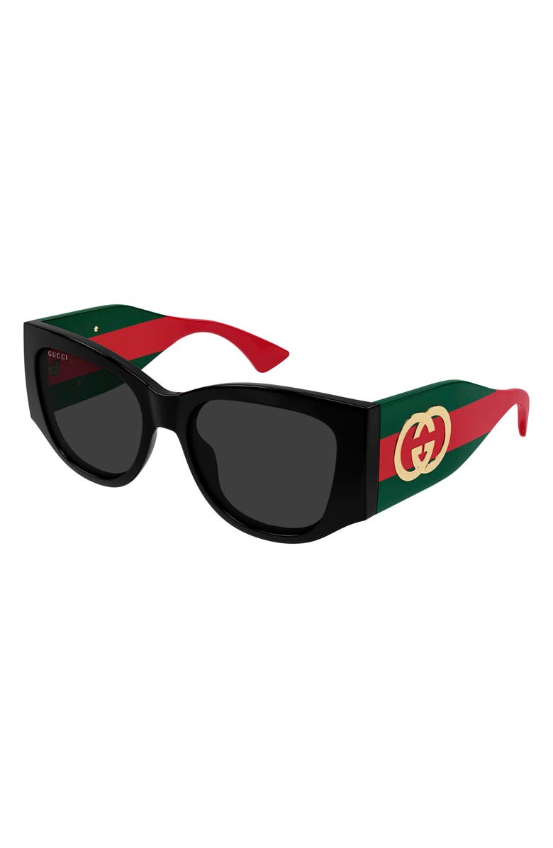 Gucci 55mm Cat Eye Sunglasses, Alternate, color, Black