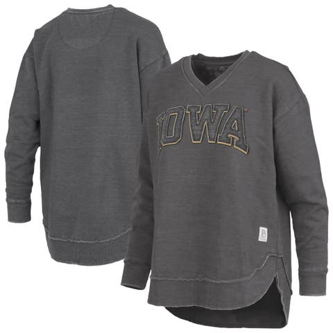 Women's Pressbox Black Iowa Hawkeyes Westin Poncho V-Neck Pullover Sweatshirt
