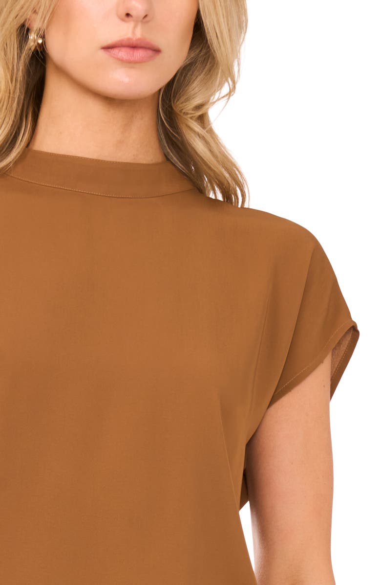 Halogen<sup>®</sup> Mock Neck Cap Sleeve Shell, Alternate, color, Rich Cognac