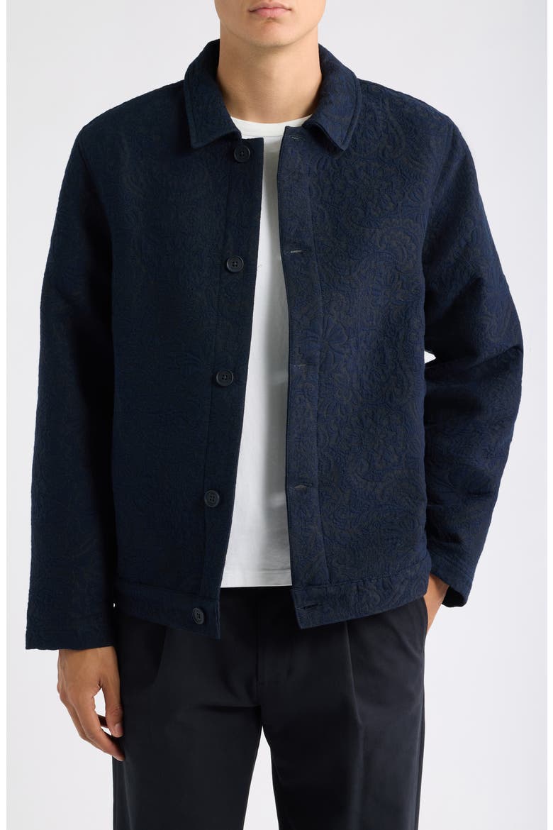 Iggy Jacquard Shirt Jacket, Main, color, NAVY/ BLACK
