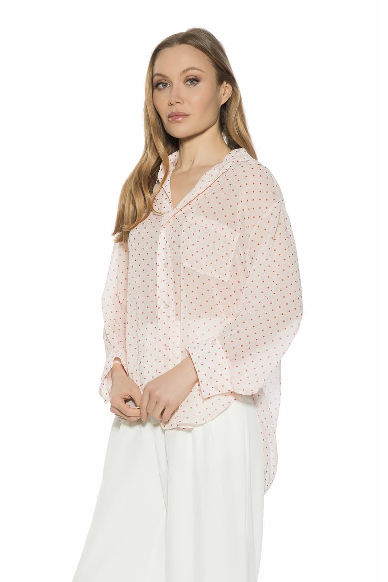 Atticus Sheer Button Up Shirt, Alternate, color, RED POLKA