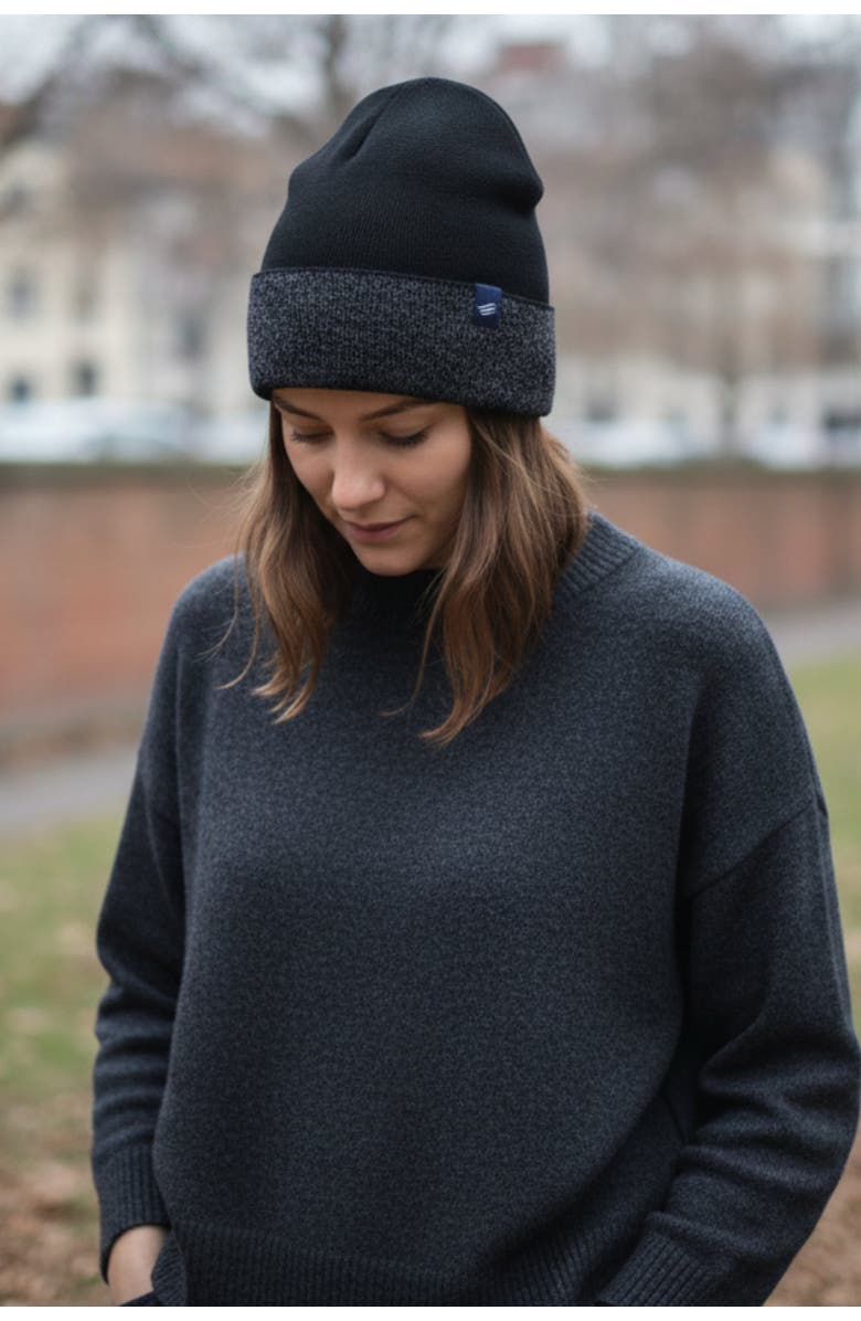 United By Blue The Essential Merino Marled Beanie, Alternate, color, Black