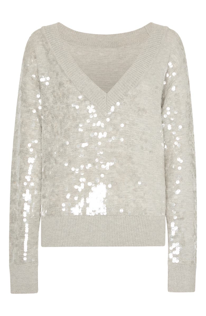 Milly Ilaria Sequin Sweater, Alternate, color, Light Heather
