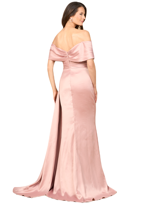 Lara New York Off Shoulder Satin Dress In Blush