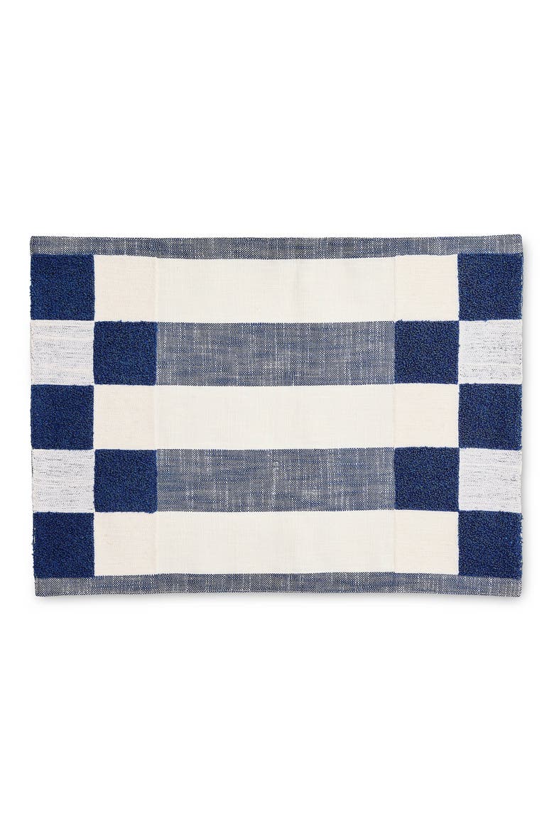 Indigo Checks & Stripes Set of 4 Placemats, Main, color, INDIGO