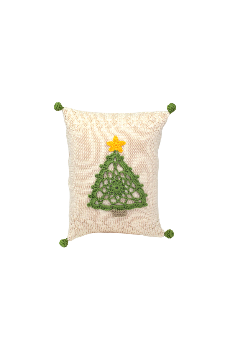Crochet Tree Mini Pillow, Main, color, Ivory