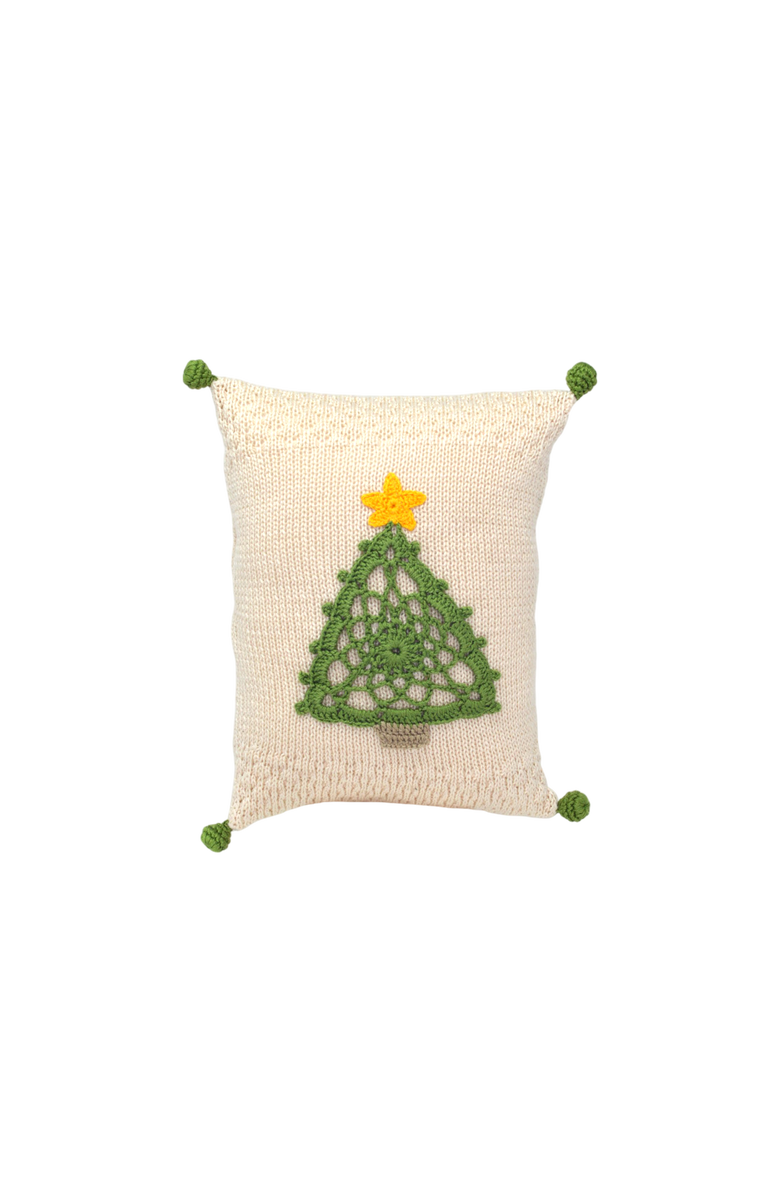 Melange Collection Crochet Tree Mini Pillow, Main, color, Ivory