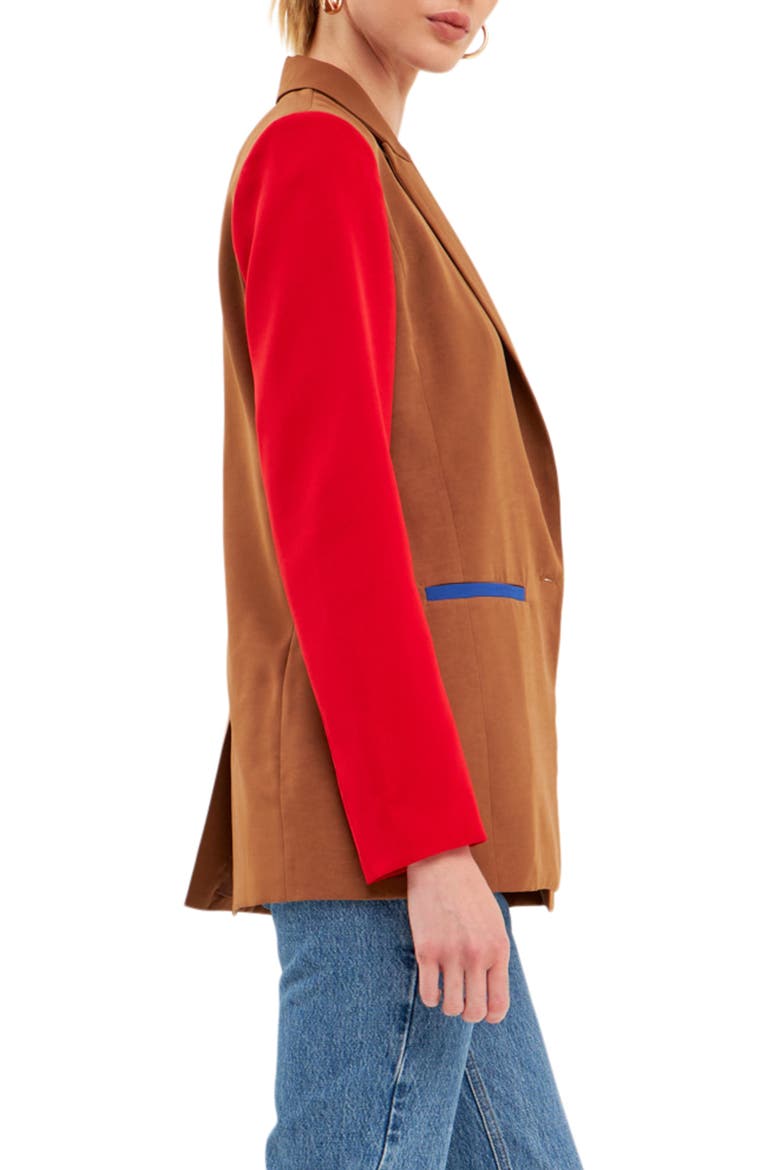 Colorblock Blazer, Alternate, color, BROWN MULTI