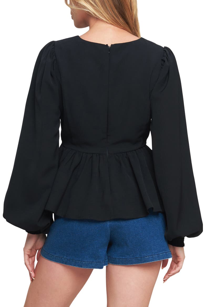 Long Sleeve Woven Top, Alternate, color, BLACK