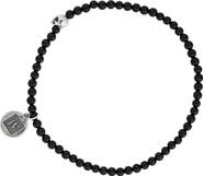 John Varvatos Skull Onyx Beaded Stretch Bracelet