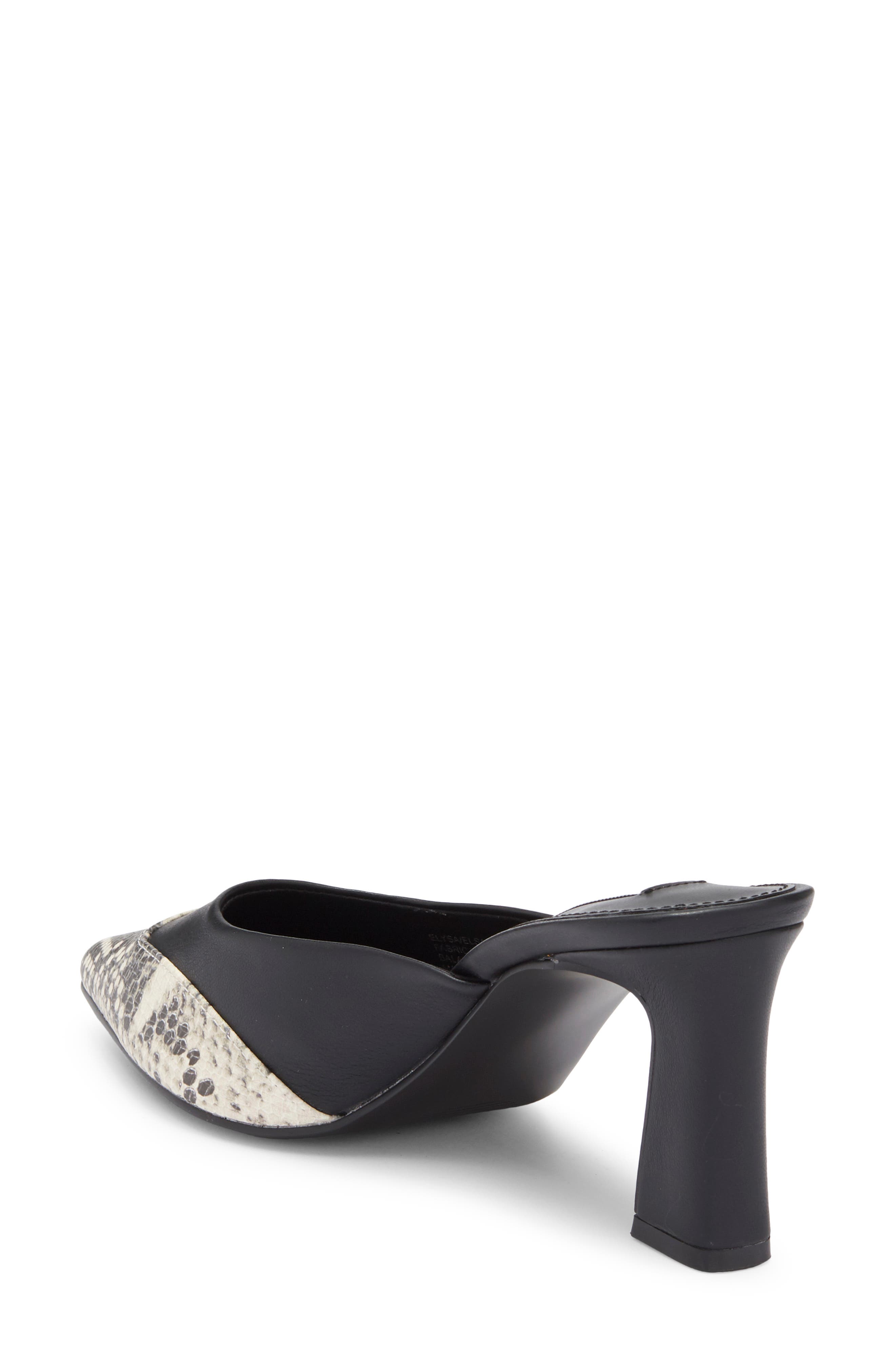 Steve Madden Elysa Pointed Toe Mule, Alternate, color, Black/ Snake Toe Cap