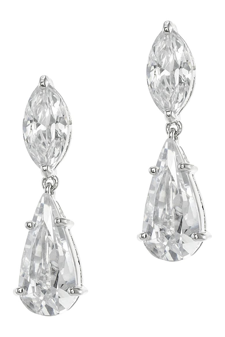 Marquise & Pear Cubic Zirconia Drop Earrings, Main, color, CLEAR/SILVER