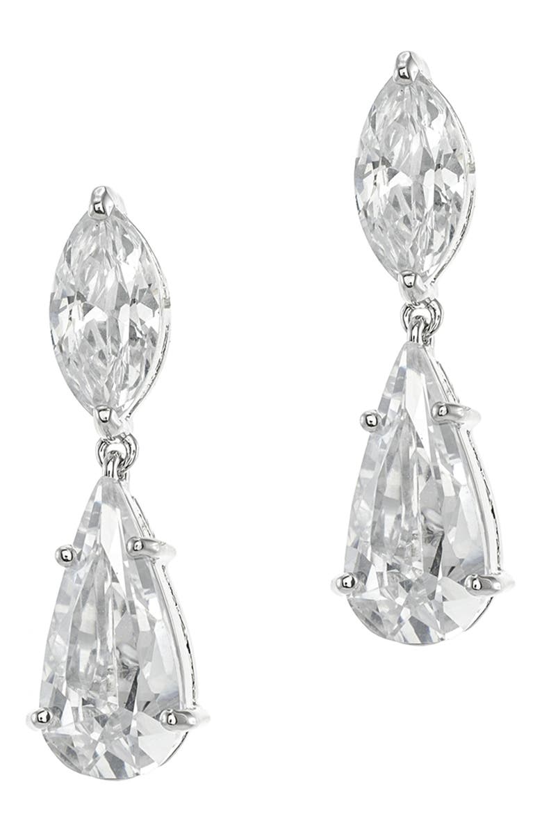 CZ by Kenneth Jay Lane Marquise & Pear Cubic Zirconia Drop Earrings, Main, color, Clear/Silver