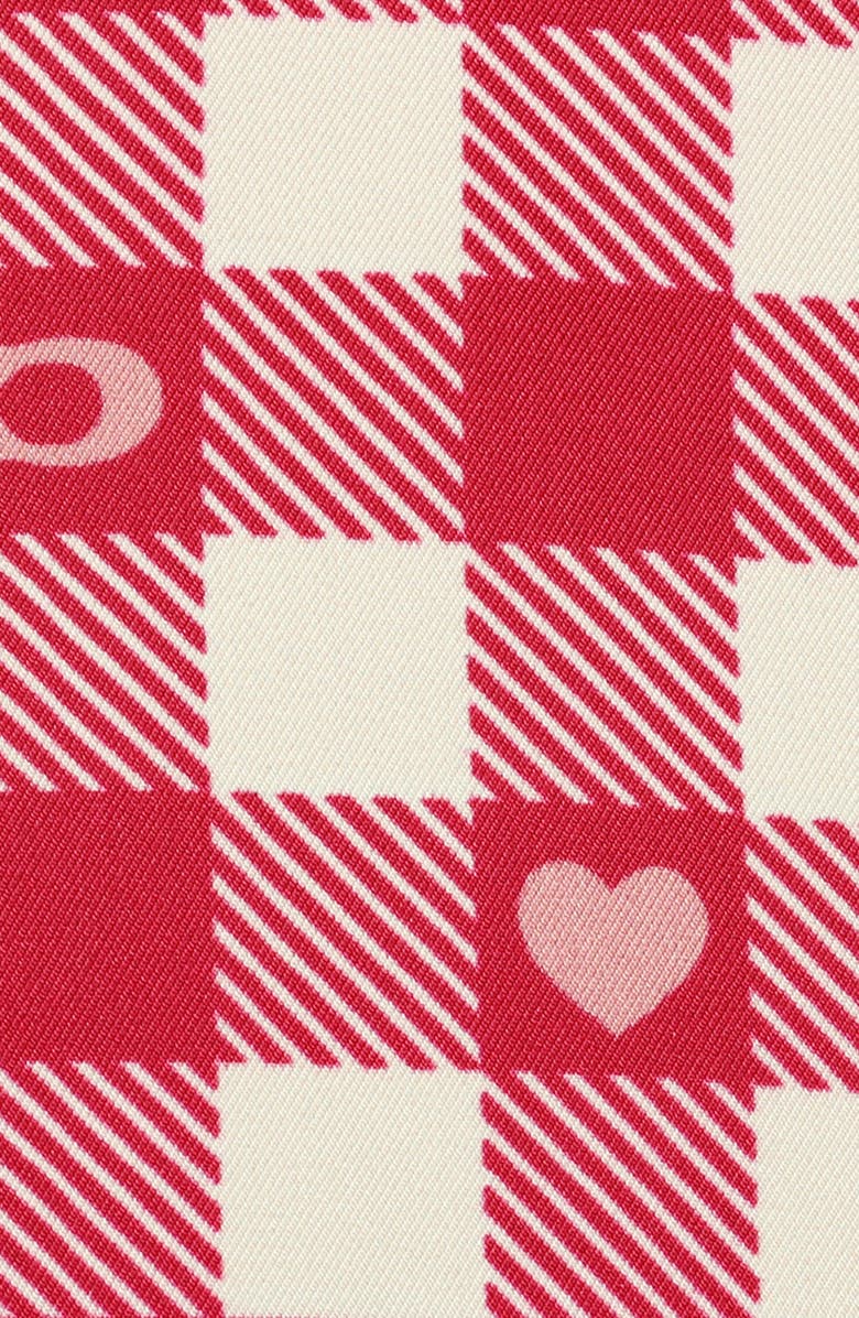 COACH Gingham Play Silk Scarf, Alternate, color, Dark Fuchsia