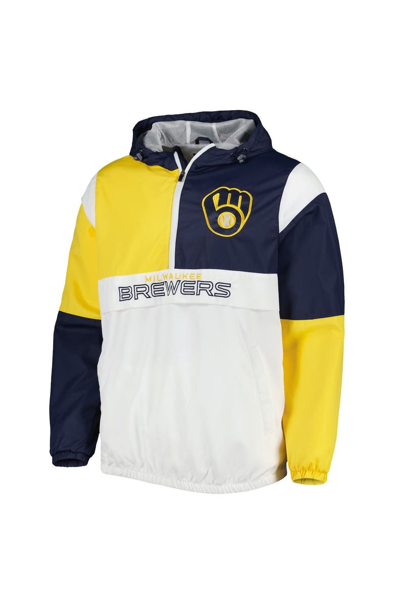 G-III SPORTS BY CARL BANKS Men's G-III Sports by Carl Banks Navy/Gold Milwaukee Brewers Fair Catch Half-Zip Hoodie, Alternate, color, Navy