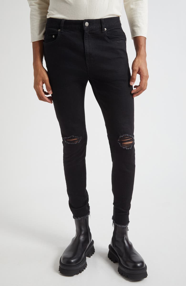 Undercover Ripped Stretch Cotton Jeans, Main, color, Black