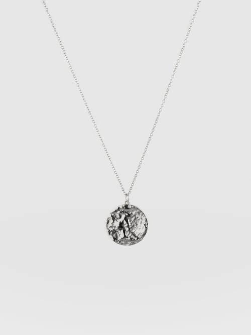 Saint And Sofia Saint + Sofia Molten Disc Charm Necklace In Silver