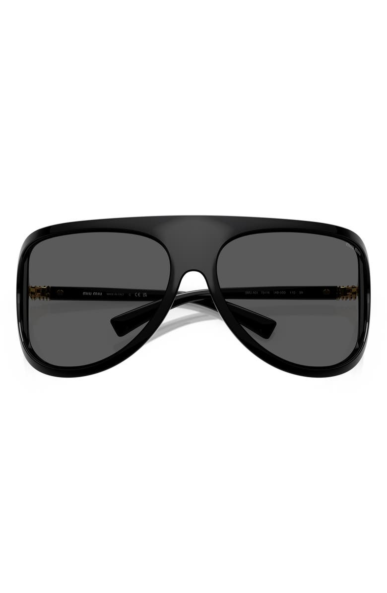 Miu Miu 75mm Oversize Shield Sunglasses, Main, color, Dark Grey