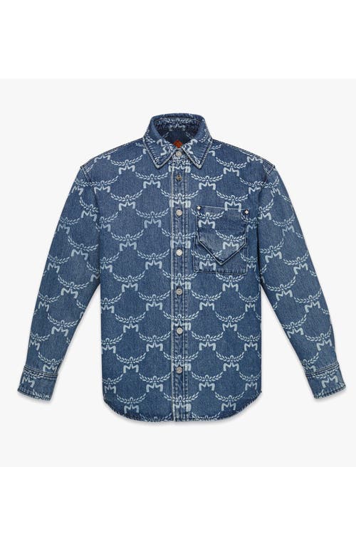 Mcm Lauretos Monogram Denim Jacket In Indigo