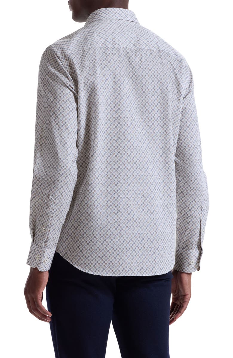 Bugatchi Julian Shaped Fit Geo Print Button-Up Shirt, Alternate, color, Chalk
