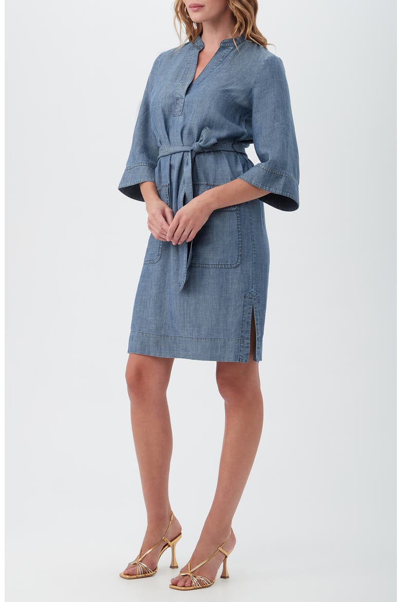 Kahiki Belted Chambray Dress, Alternate, color, INDIGO