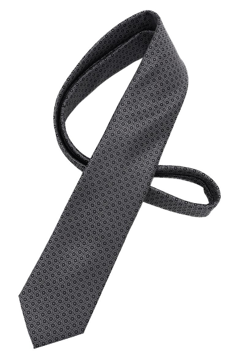 Geometric Tie, Alternate, color, BLACK/ CHARCOAL