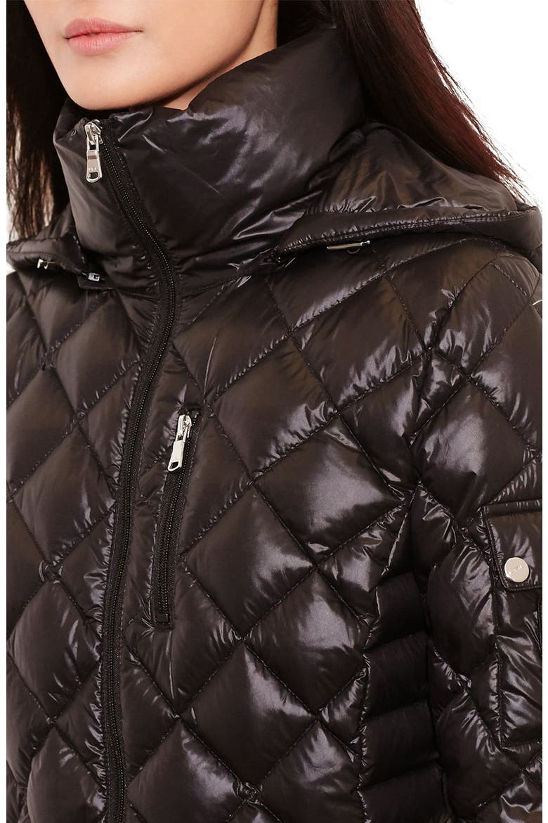 Packable Quilted Down Coat, Alternate, color, BLACK