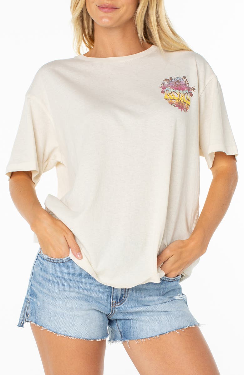 Roxy Sunset Oversize Cotton Graphic T-Shirt, Main, color,