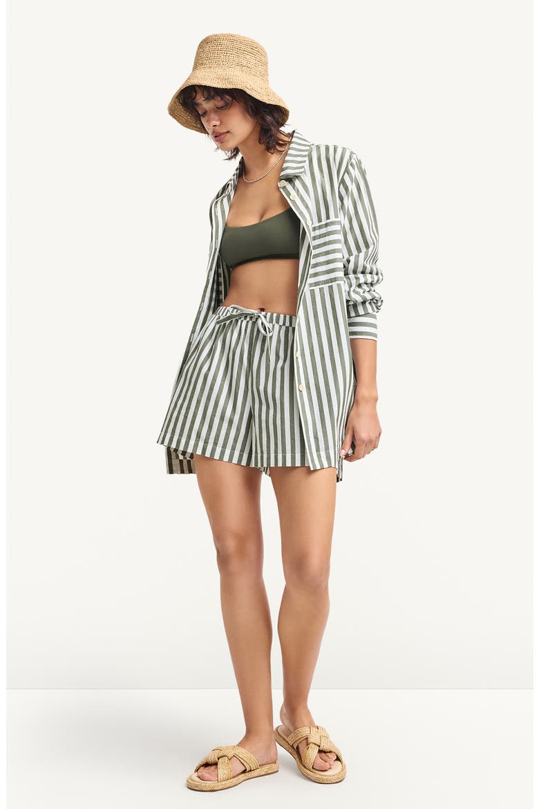 Nadia Stripe Oversize Organic Cotton Cover-Up Shirt, Alternate, color, OLE