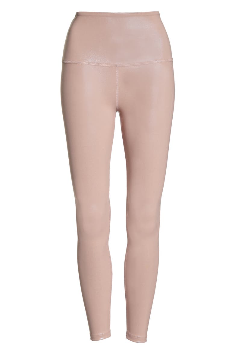 Pearlized High Waist Ankle Leggings, Alternate, color, BRAZEN BLUSH