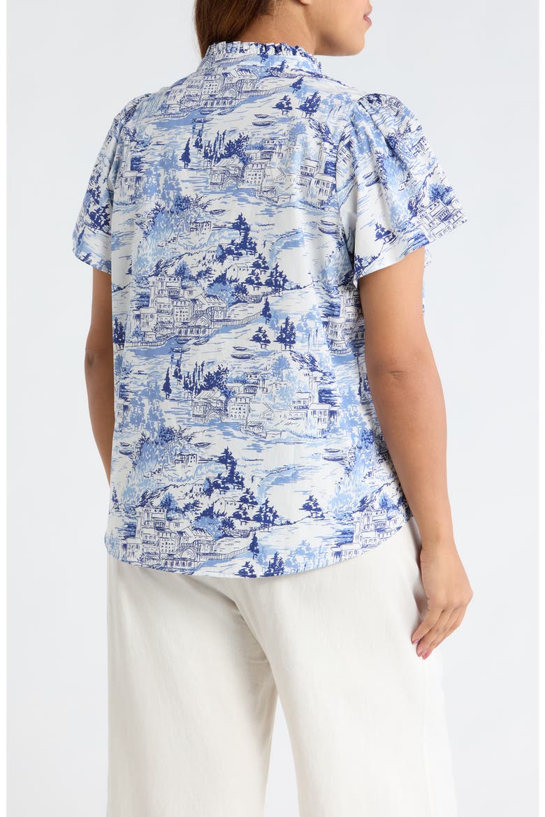 Kearny Floral Print Poplin Top, Alternate, color, WHITE BLUE