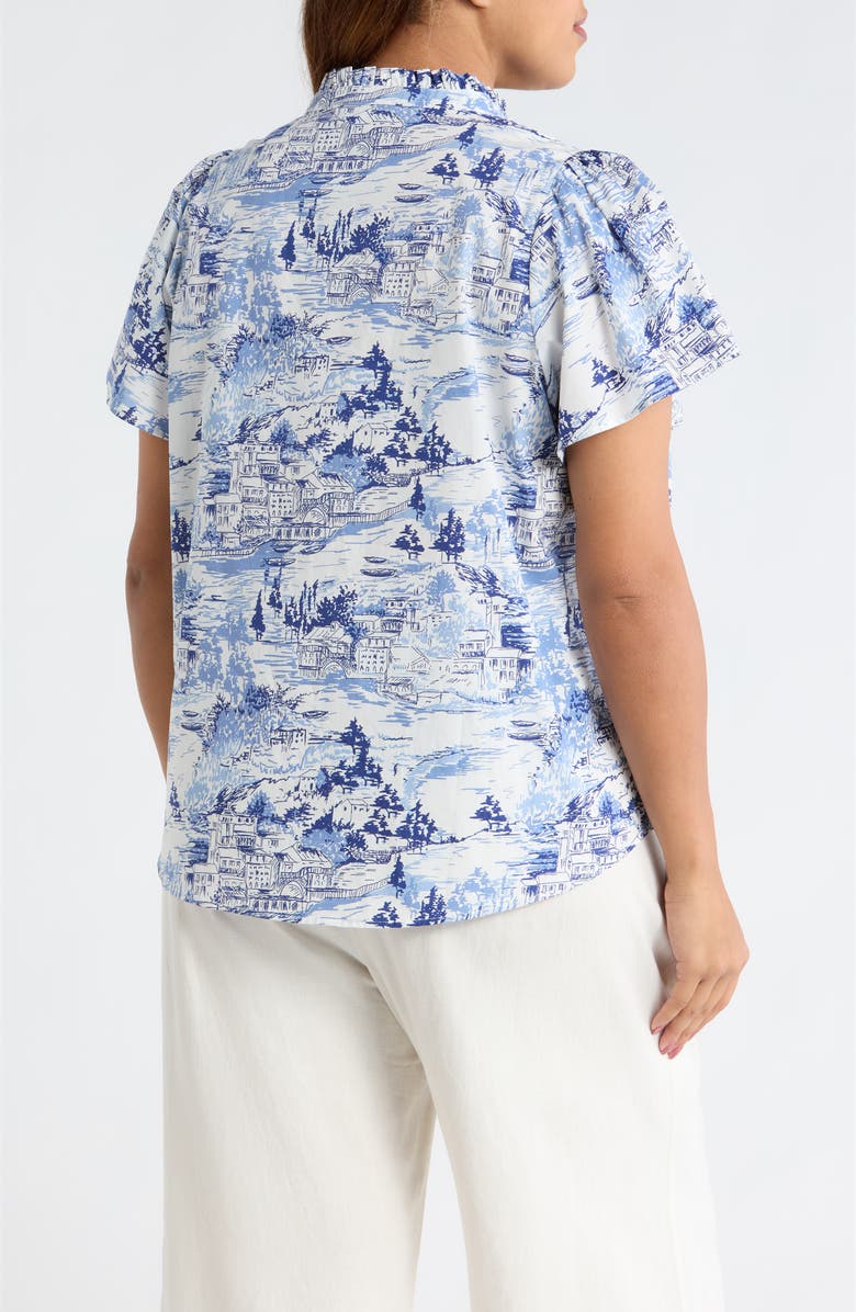 SUGARLIPS Kearny Floral Print Poplin Top, Alternate, color, Wht-Blues-Mult