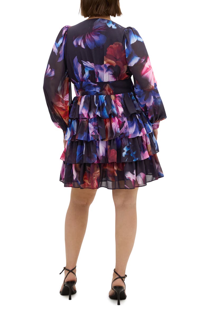 Kailey Long Sleeve Floral Print Minidress, Alternate, color, VIVID FLORAL