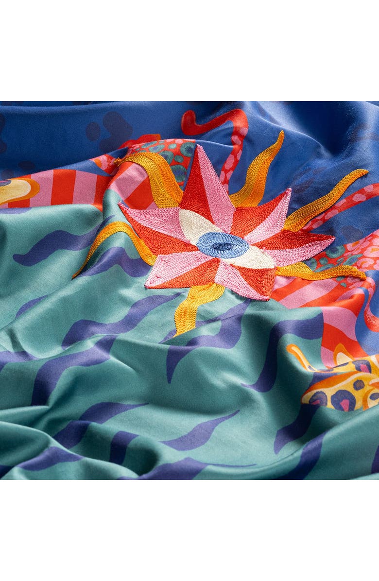 Zsa Zsa Zsu Lahor 300 Tc E.King Size 100% Cotton Satin Duvet Cover Set 102X87 In Heritage, Alternate, color, Blue