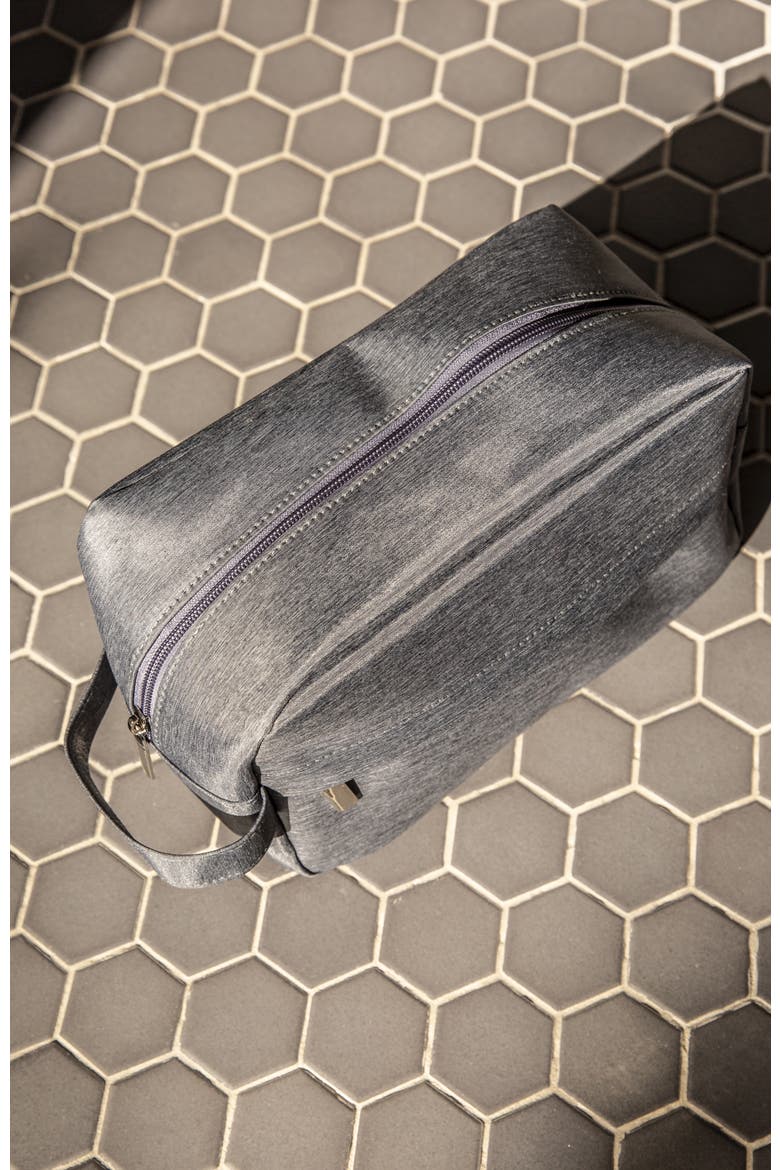 Grey Toiletry Bag with Rectangle Zipper Head, Alternate, color, Grey