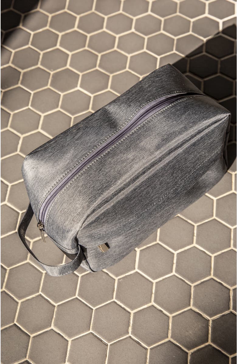 Youzey Grey Toiletry Bag with Rectangle Zipper Head, Alternate, color, Grey