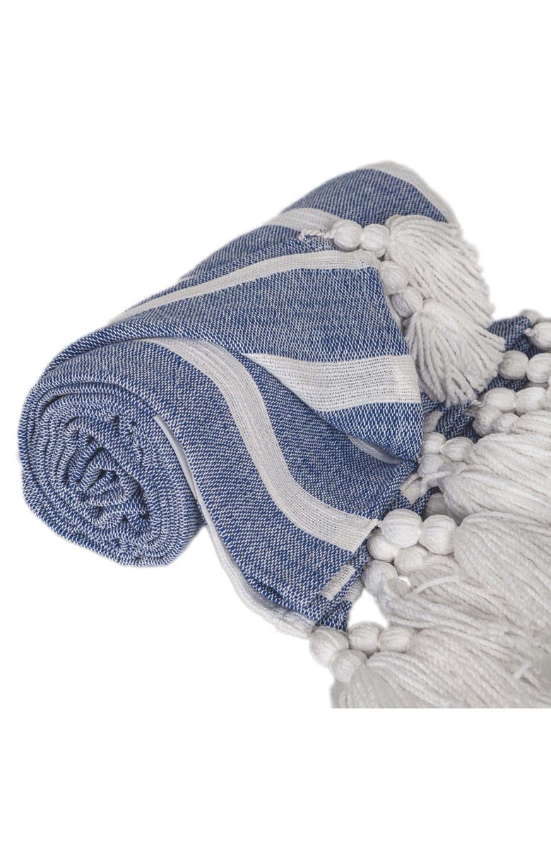 PARKLAND COLLECTION Nara Tassel Throw Blanket, Alternate, color, Blue