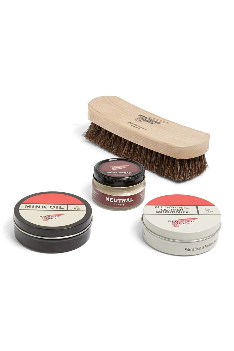 Leather Shoe Care Set, Main, color, NONE