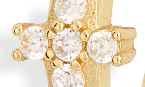 Argento Vivo Sterling Silver Pavé Cross Crystal Huggie Hoop Earrings In Gold