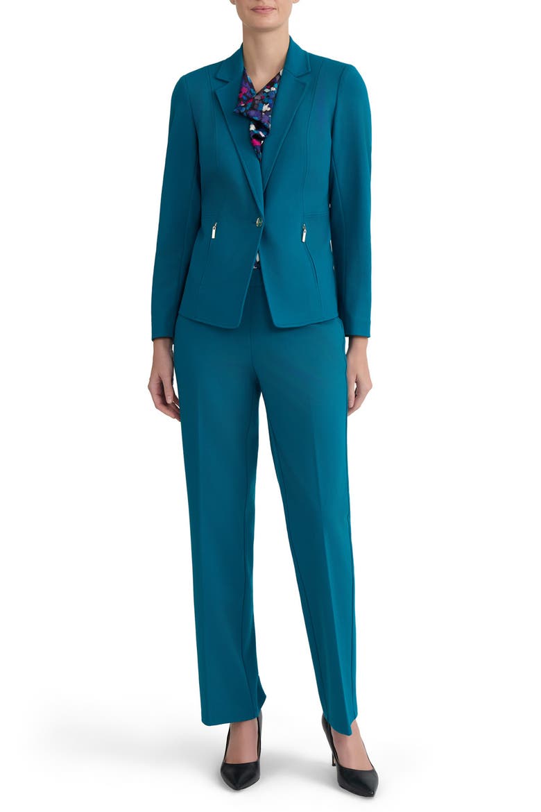 Notch Lapel Zip Pocket Blazer, Alternate, color, BOTTLE TEAL