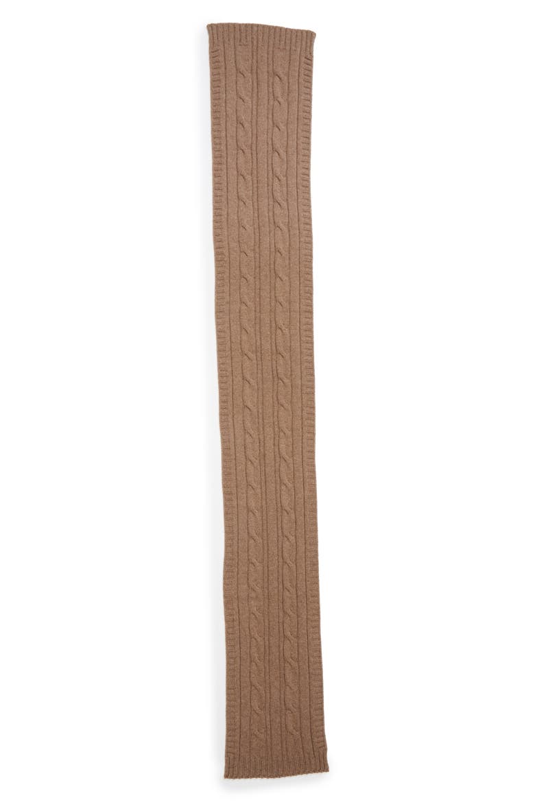 Wooton Cable Stitch Recycled Cashmere & Merino Wool Scarf, Alternate, color, MUSHROOM