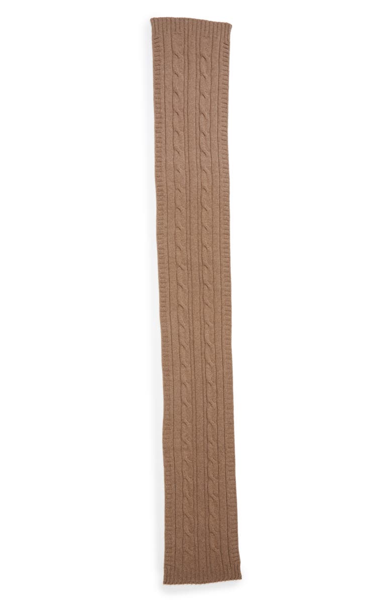 John Smedley Wooton Cable Stitch Recycled Cashmere & Merino Wool Scarf, Alternate, color, Mushroom