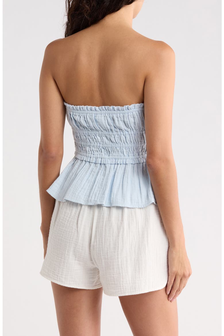 Strapless Ruffle Gauze Top, Alternate, color, BLUE BIRD