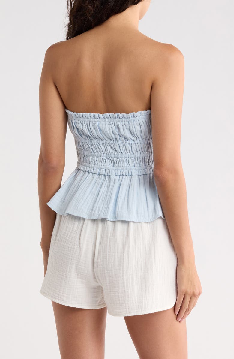 Abound Strapless Ruffle Gauze Top, Alternate, color, Blue Bird