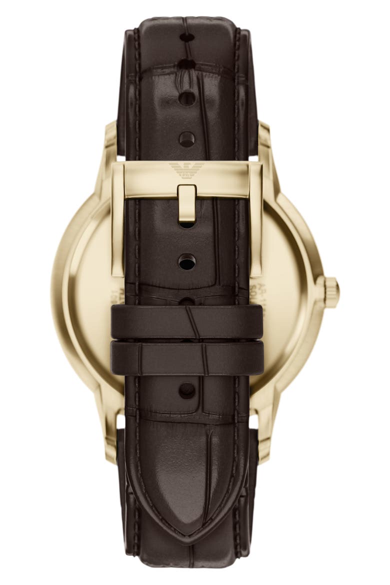 Archetipo Leather Strap Watch, 39mm, Alternate, color, BROWN