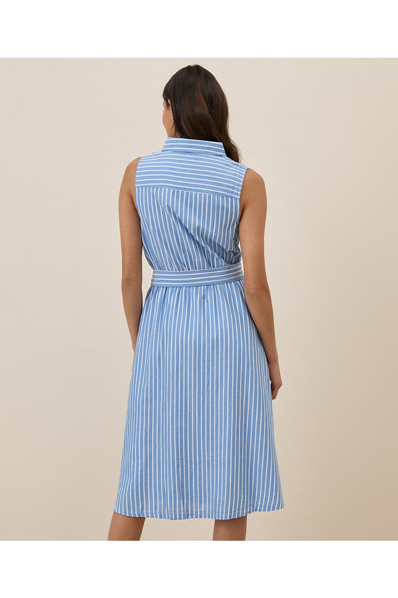 Organic Cotton Sunset Lightweight Cotton Sleeveless Shirtdress, Alternate, color, Blue Bondi Stripe