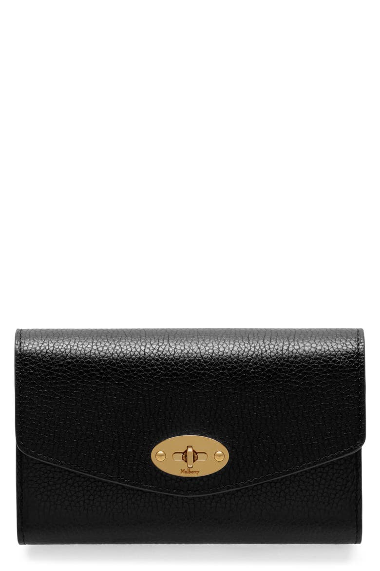 Medium Darley Leather Continental Wallet, Main, color, BLACK
