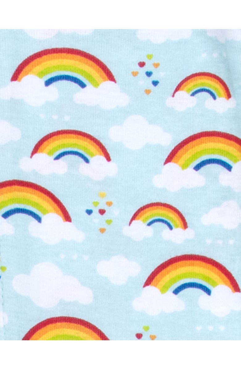 Leveret Kids Footed Printed Cotton Matching Family Pajamas, Coordinated Prints, Alternate, color, Blue Rainbow